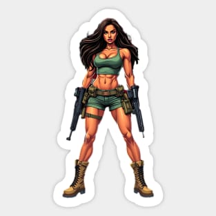 Machine Gun Girl Sticker